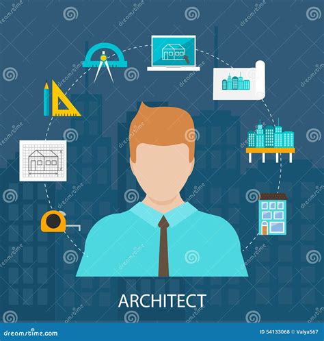 Architect Profession Set Of Vector Illustrations With Architects