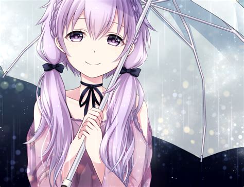 Download 1920x1480 Yuzuki Yukari Vocaloid Purple Hair Smile Rain