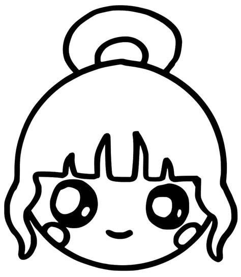 Kawaii Girl Face Coloring Page Download Print Or Color Online For Free