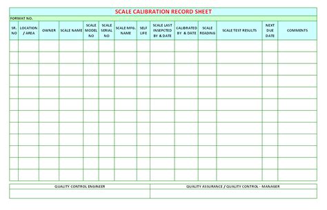 Printable Thermometer Calibration Log Sheet
