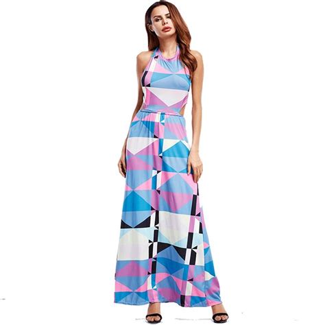 Yilia Hollow Out Sexy Maxi Backless Dress Women Sleeveless High Waist