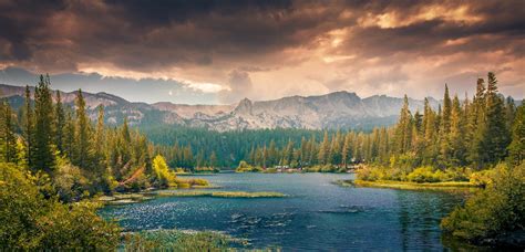 Nature Landscape Lake Forest Mountains Clouds Far View Wallpaper And
