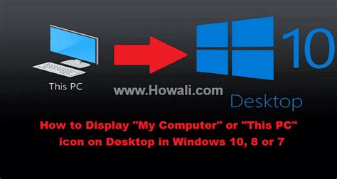 How To Displayshow My Computer Icon On Desktop In Windows 10 8 7