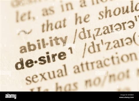 Definition Of Word Desire In Dictionary Stock Photo Alamy