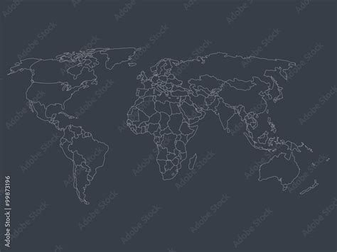 World Map With Smoothed Country Borders Stock Vector Adobe Stock