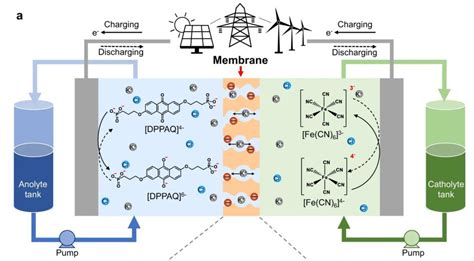 Schematics Of An Aqueous Organic Redox Flow Battery For Grid Scale