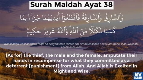Surah Maidah Ayat 38 538 Quran With Tafsir My Islam
