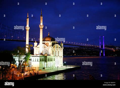 May 2008 Ortakoy Mecidiye Mosque And The Bosphorus Bridge Istanbul
