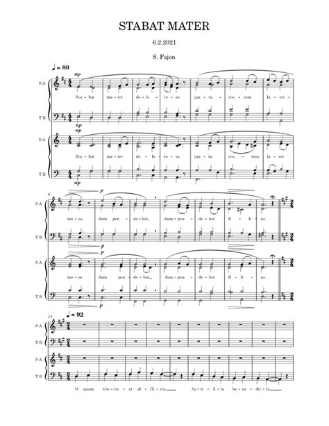 Stabat Mater Sheet Music For Female Male Choral