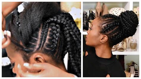 Part your hair on any side you want. Feed In Stitch Braids Bun With Pre-Stretched Hair - Very ...