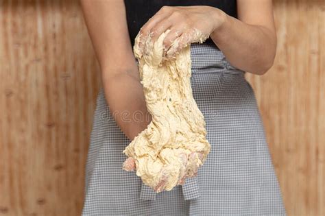 Mistress Kneads The Dough In The Kitchen Stock Image Image Of Female