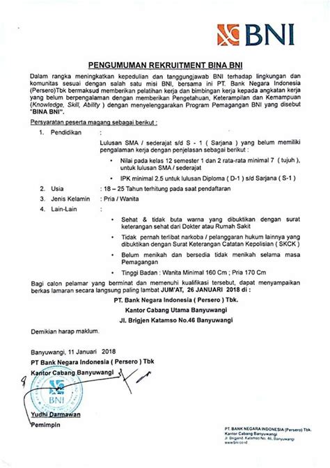 Beasiswa berikut diberikan oleh kementrian pendidikan dan kebudayaan. PT Bank Negara Indonesia (Persero) Tbk - Fresh Graduate ...