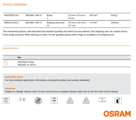 Osram Original Line H V W Halogen Headlight Lamp Osram Osram