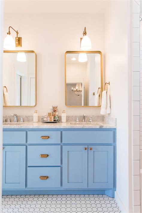 Modern Farmhouse Real Estalking | Blue vanity, Modern ...