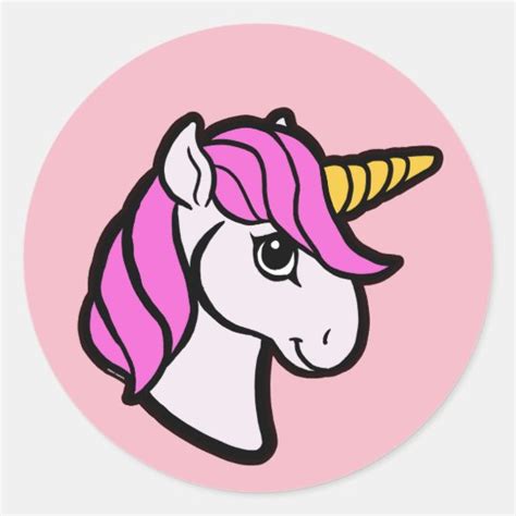 Pink Unicorn Classic Round Sticker