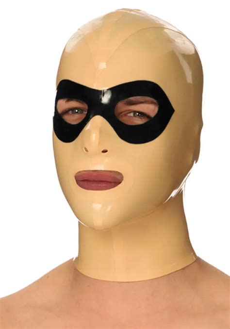 latex catsuit rubber gummi hood full face contrasting eye mask customized 4mm fetish sex game