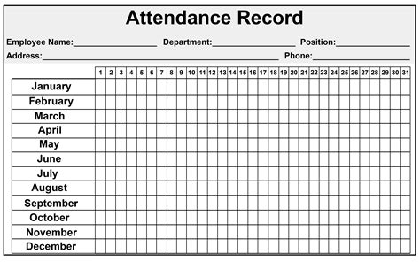 2020 Employee Attendance Tracker Printables Free Example Calendar