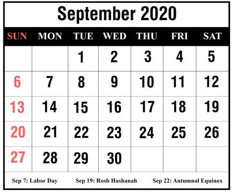 Read the list of public holidays 2020 to find out the dates and days on which festivals are falling. Free Printable September 2020 Calendar Templates [PDF,Word ...