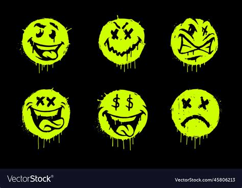 Set Of A Graffiti Emoji Spray Painted Royalty Free Vector