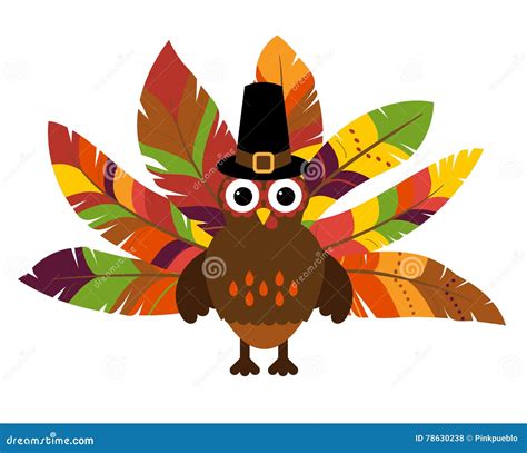 Cute Vector Turkey With Colorful Feathers For Thanksgiving Stock Vector Illustration Of Cute
