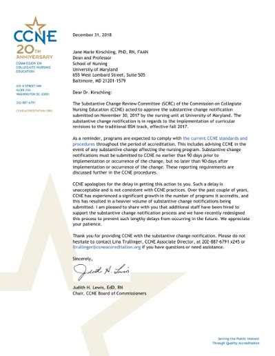 Approval Letter From The Commission On Collegiate Nursing Education