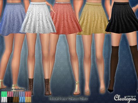 The Sims Resource Set34 Floral Lace Skater Skirt