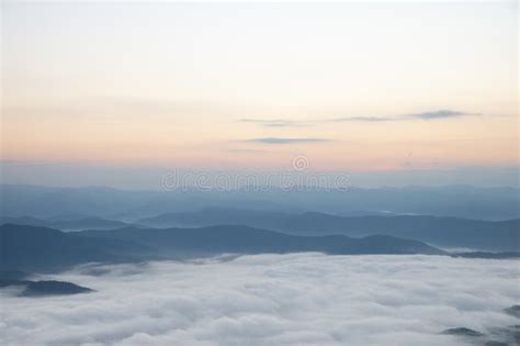 Mountain Fog Sky Clouds Landscape At The Morning In Thailand Stock