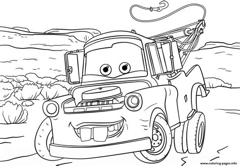 Size this image is 45997 bytes and the resolution 470 x 512 px. Tow Mater From Cars 3 Disney Coloring Pages Printable