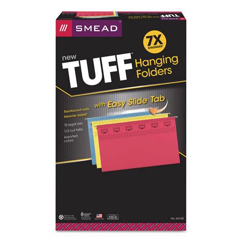 smead® tuff hanging folder with easy slide tab legal assorted 15 box national everything