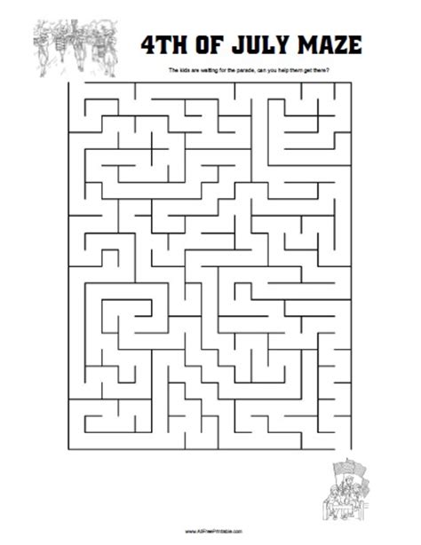 Fourth Of July Maze Free Printable