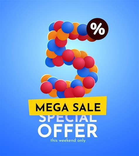 Premium Vector 5 Percent Off Discount Creative Composition Mega Sale