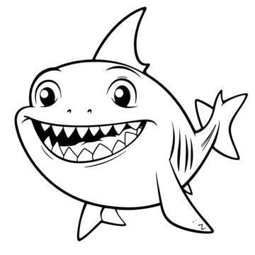 Requin Avec De Grandes Dents Coloriages Contour Croquis Dessin Vecteur