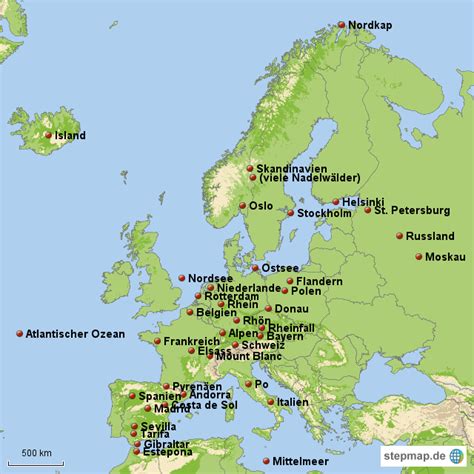 Interaktive europakarte und reliefkarte mit topografie europas. StepMap - Europakarte - Landkarte für Europa