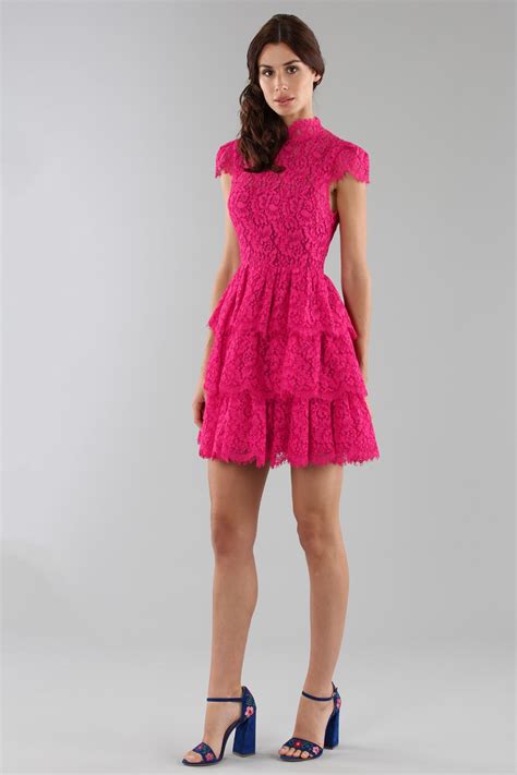 Noleggia Online Fuchsia Lace Dress With Skirt By Aliceolivia Drexcode