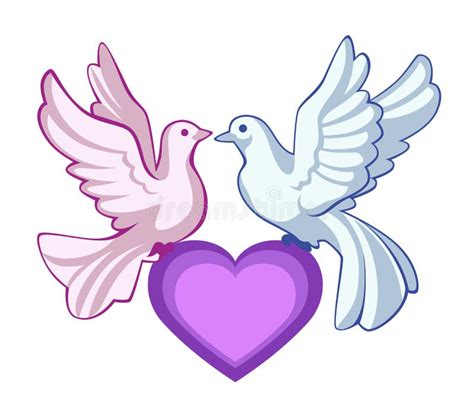Two Doves And A Heart Stock Vector Illustration Of Retro 16028450