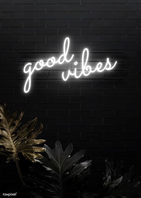 Aesthetic neon background categories : Download premium vector of Good vibes neon word on a black ...