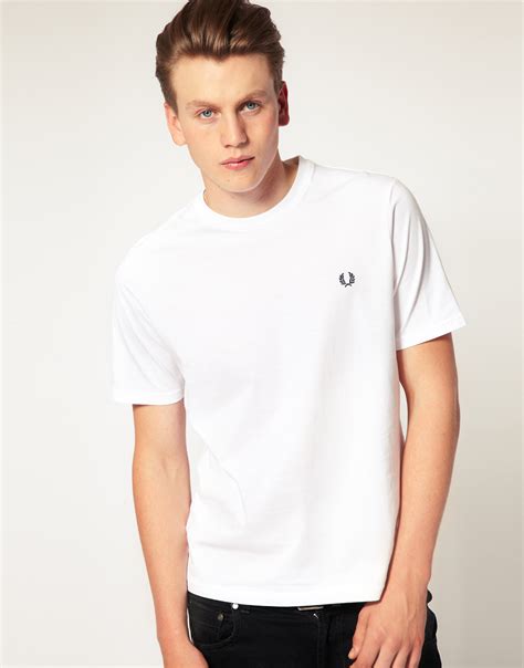 Lyst Fred Perry T Shirt With Crew Neck In White In White For Men