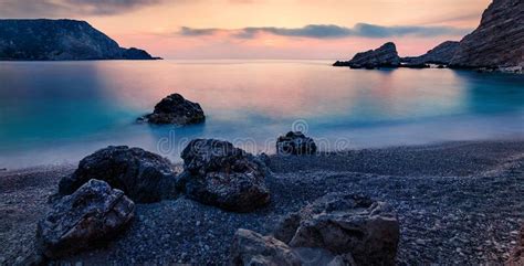 Dramatic Spring View Of Petani Beach Colorful Sunset Scene Of