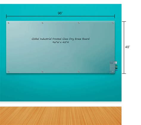 Global Industrial™ Frosted Glass Dry Erase Board 96 W X 48 H