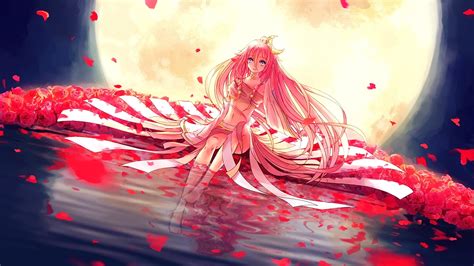 Wallpaper Anime Girls Red Moon Rose Ia Vocaloid