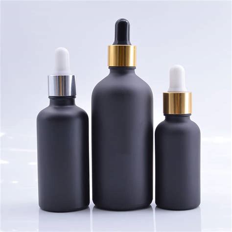 Matte Black Glass Dropper Bottle Ybj Cosmetic Packaging Manufacturer