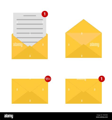 Mail Icon Set Envelope Sign One Incoming Message New Email
