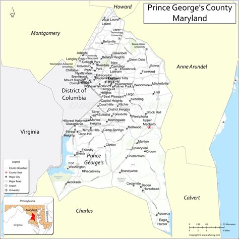 Map Of Prince Georges County Maryland Showing Cities Highways