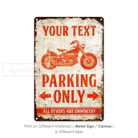 Custom Parking Sign Motorcycle Garage Signs Personalised Etsy