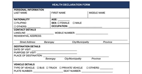 All persons travelling to malta: HEALTH DECLARATION FORM - Provincial Government of La Union