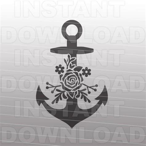 Nautical Floral Boat Anchor SVG FileBeach Sign Svg Vector Etsy