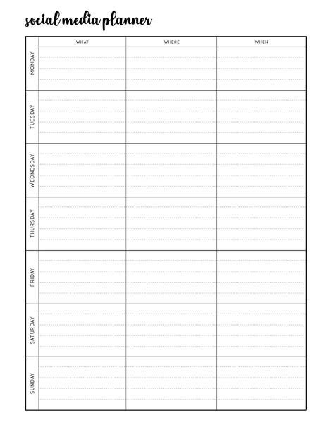 Free Printable Social Media Planner