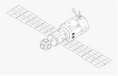 Space Drawing Satellite Easy Station Line Clipart