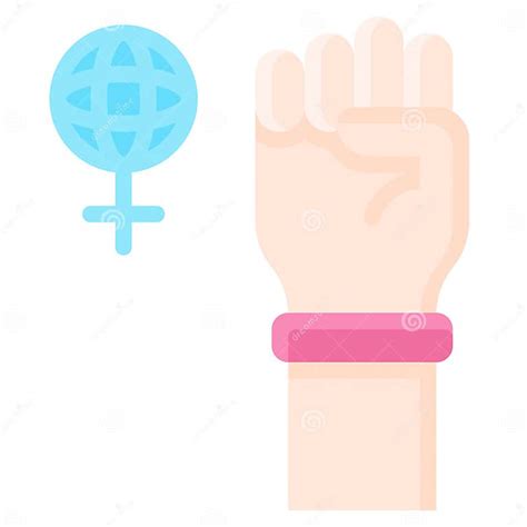 Raised Fist With Female Gender Symbol Icon Stock Vector Illustration