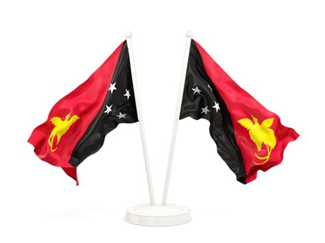 Two Waving Flags Illustration Of Flag Of Papua New Guinea